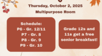 Cornfest is coming Thursday Oct.2nd! At the beginning of each block, announcements will be made for certain grades to visit the Multi to build community through Leadership games (and corn!) **Students should […]
